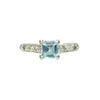 Vintage Platinum Aquamarine Engagement Ring - Gem Set Love