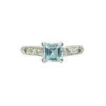 Vintage Platinum Aquamarine Engagement Ring - Gem Set Love