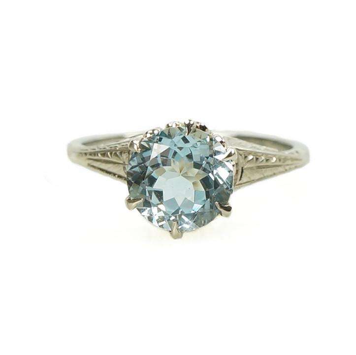 Aquamarine Solitaire in Beautiful White Gold Setting