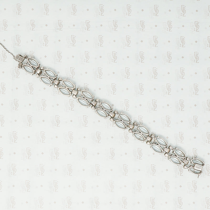 1920s aqua paste sterling bracelet back view