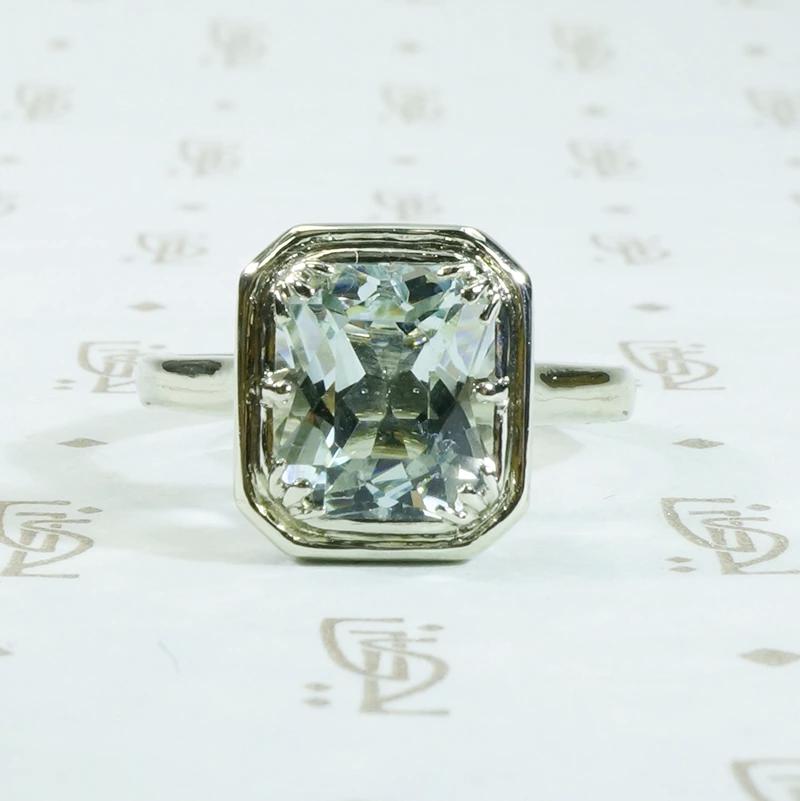 Lovely Aquamarine Solitaire in Recycled White Gold by 720