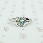 chunky 14k white gold aquamaring solitaire engagement ring