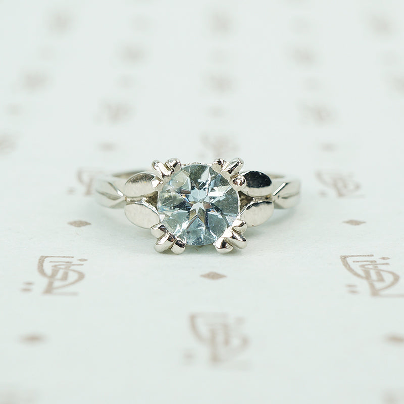 chunky 14k white gold aquamaring solitaire engagement ring