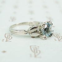 chunky 14k white gold aquamaring solitaire engagement ring side details