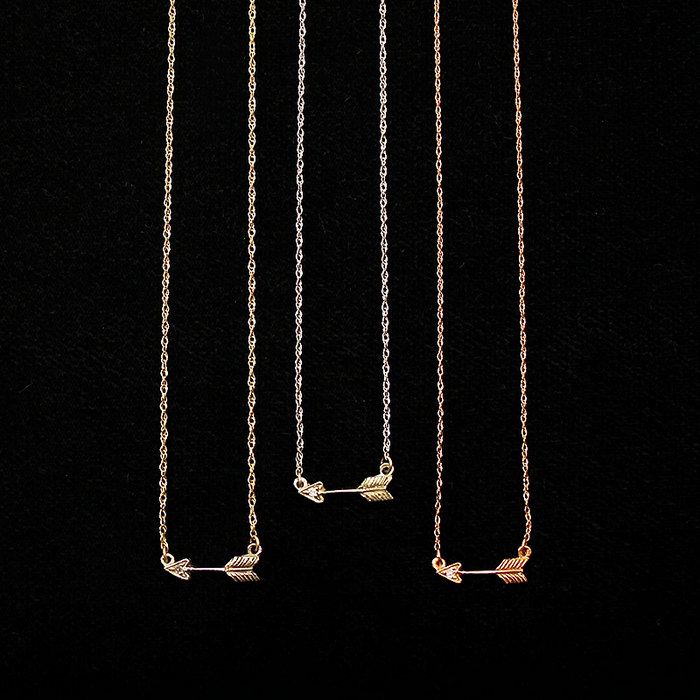 Tiny Arrow Necklace in Recycled Gold by 720