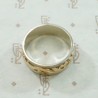 Floral 1960's 2 tone Gold Wedding Band