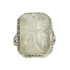 Vintage White Gold Carved Moonstone Ring - Gem Set Love
