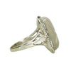 Vintage White Gold Carved Moonstone Ring - Gem Set Love