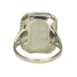 Vintage White Gold Carved Moonstone Ring - Gem Set Love