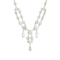 Art Deco Chrome and Crystal Swag Necklace - Gem Set Love