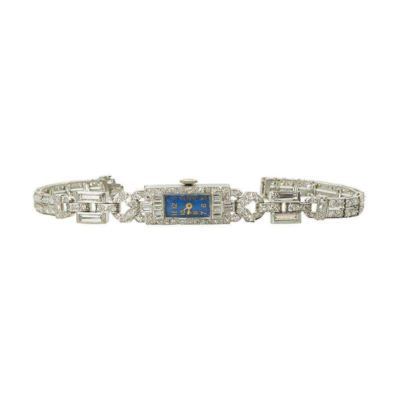 Art Deco Platinum and Diamond Ladies Bracelet Watch