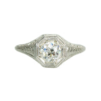 Clover a Deco Filigree Platinum Engagement Ring - Gem Set Love
