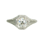 Clover a Deco Filigree Platinum Engagement Ring - Gem Set Love
