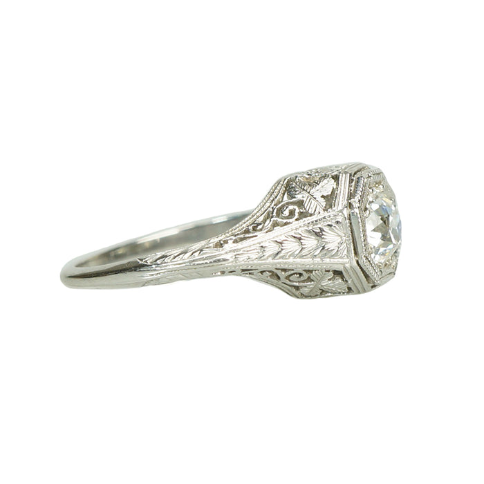 Clover a Deco Filigree Platinum Engagement Ring - Gem Set Love