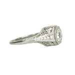 Clover a Deco Filigree Platinum Engagement Ring - Gem Set Love