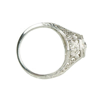 Clover a Deco Filigree Platinum Engagement Ring - Gem Set Love