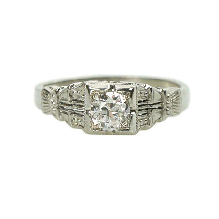 Old Euro Diamond Deco Engagement Ring