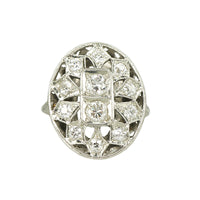 Unique Deco White Gold and Diamond Ring - Gem Set Love