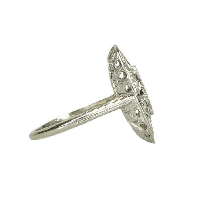 Unique Deco White Gold and Diamond Ring - Gem Set Love