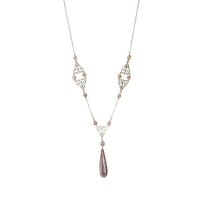 Vintage 20's Silver and Purple Art Glass Necklace