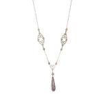 Vintage 20's Silver and Purple Art Glass Necklace