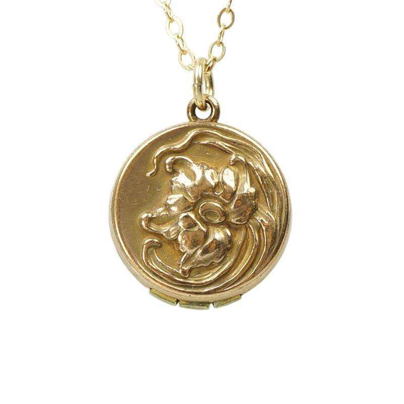 Vintage Art Nouveau Locket with a Poppy