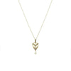 Signed Krementz 14k Yellow Gold Lavalier set with Pearls in the shape of a Lyre