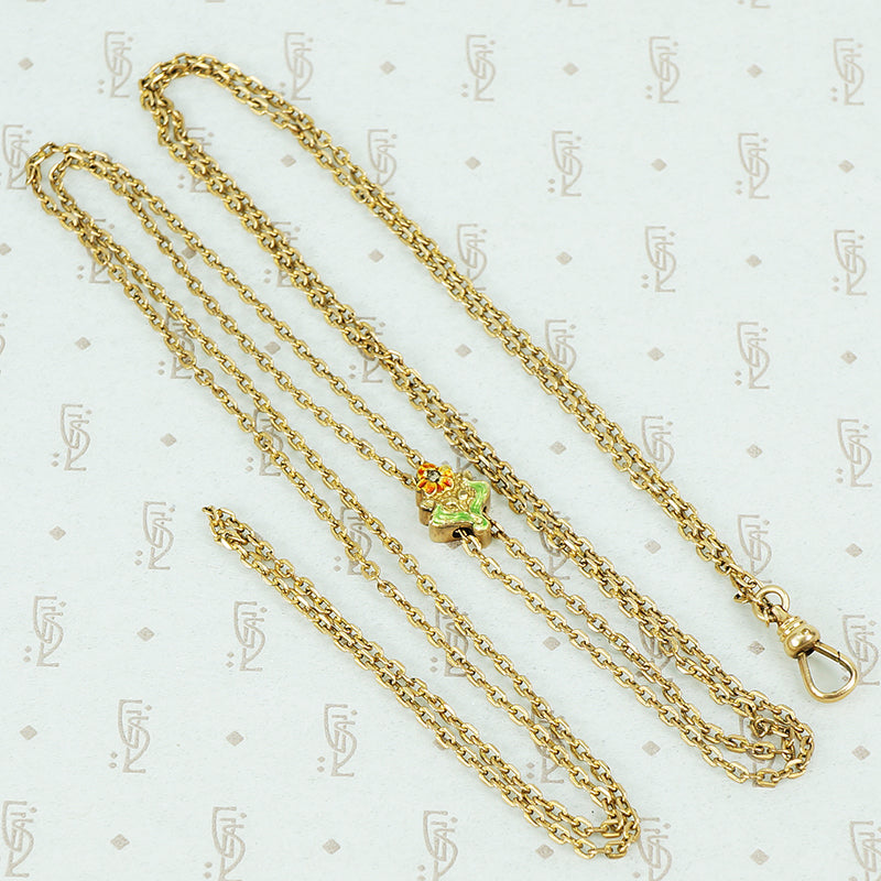 long slide chain with enameled slide and swivel hook