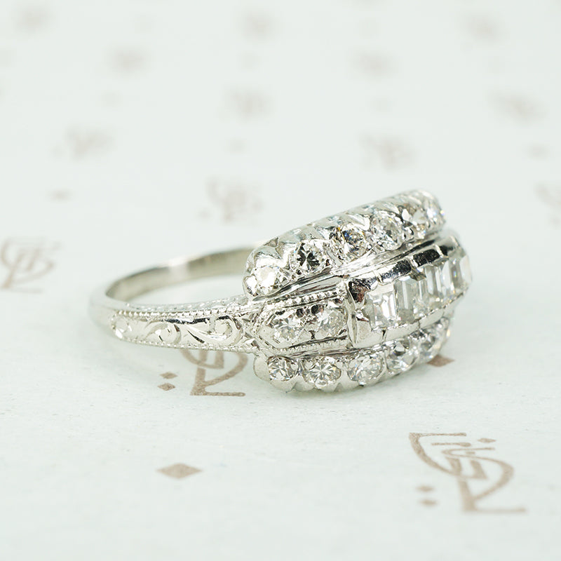 Asscher Step Cut Multi Diamond Ring