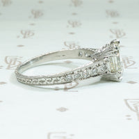 Emerald Step Cut Diamond Platinum Engagement Ring