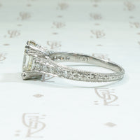 Emerald Step Cut Diamond Platinum Engagement Ring