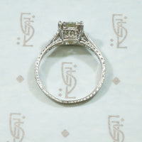 Emerald Step Cut Diamond Platinum Engagement Ring