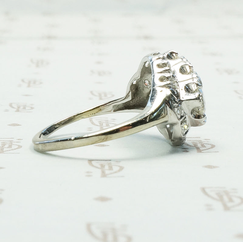Lovely 1940's Asymmetrical OEC Diamond Ring