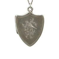 Vintage Sterling Silver Shield Shaped Locket with a Bird