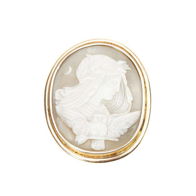 Athena & Her Owl Victorian Cameo in 14k Rose Gold