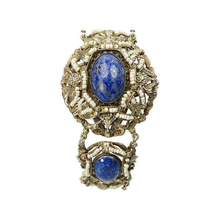 Austro-Hungarian Bracelet Lapis and Pearl Bracelet