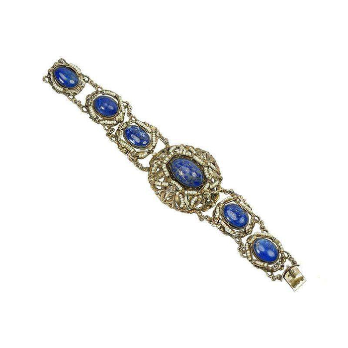 Austro-Hungarian Bracelet Lapis and Pearl Bracelet