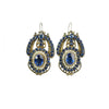 Austro Hungarian Sapphire Blue Gilt Silver Earrings - Gem Set Love