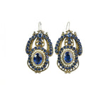 Austro Hungarian Sapphire Blue Gilt Silver Earrings - Gem Set Love