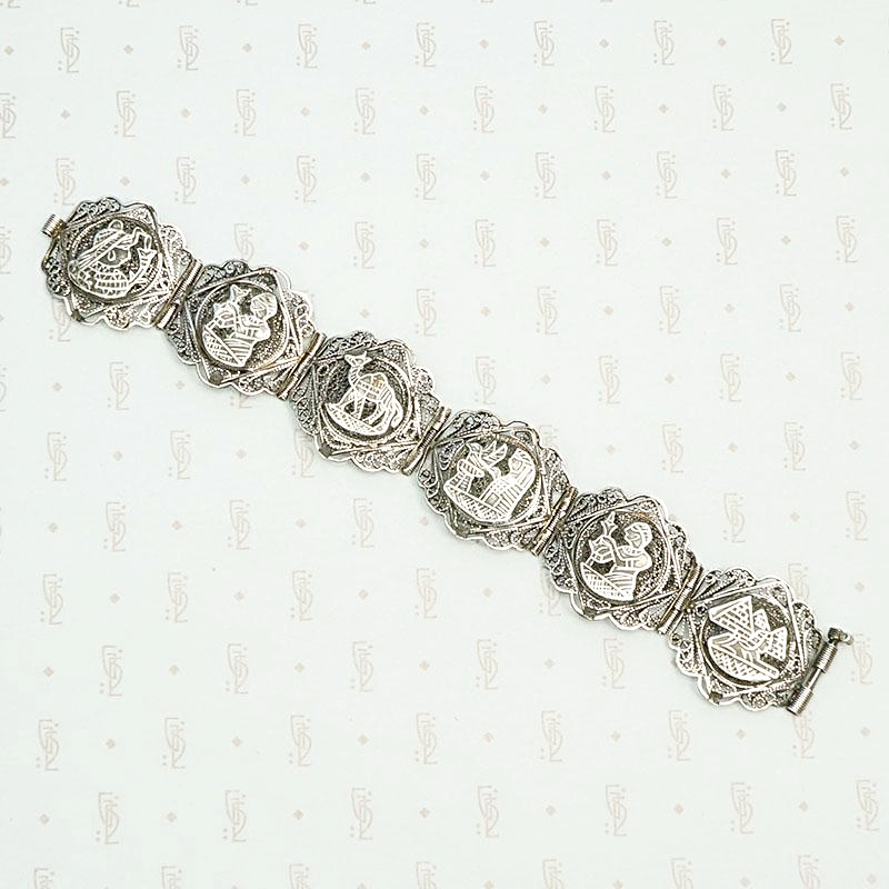 Handmade Egyptian Silver Filigree Panel Bracelet