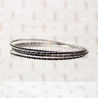 set of four slim sterling silver bangles