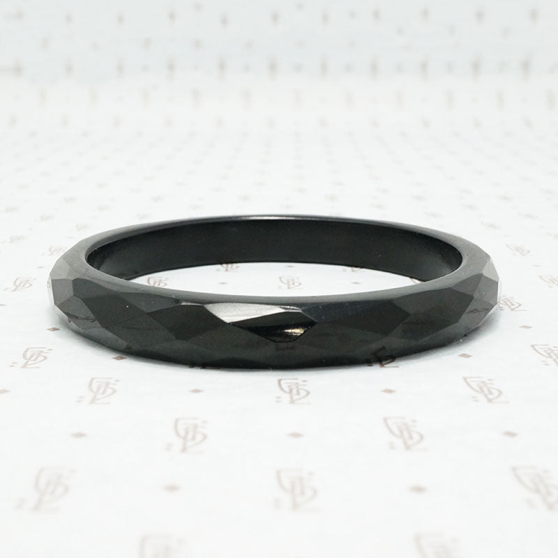 Faceted Black Bakelite Bangle