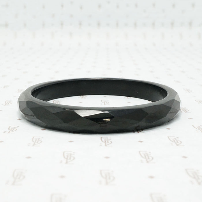 Faceted Black Bakelite Bangle