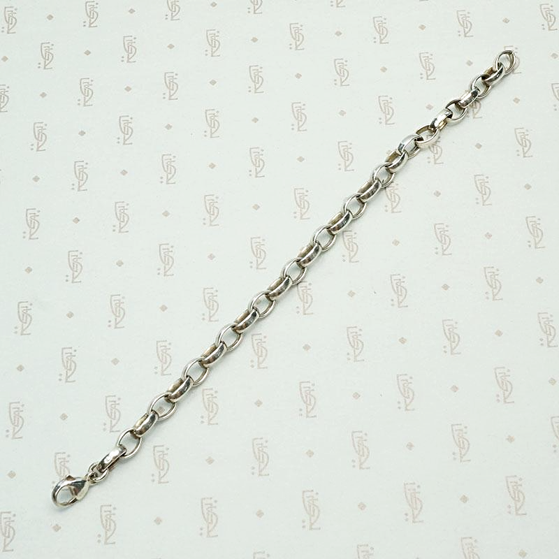 Vintage Silver Oval Cable Link Chain Bracelet