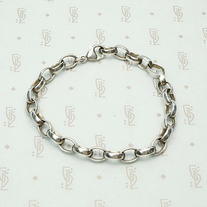 Vintage Silver Oval Cable Link Chain Bracelet