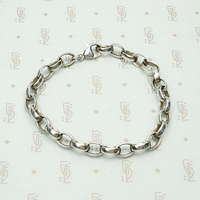 Vintage Silver Oval Cable Link Chain Bracelet