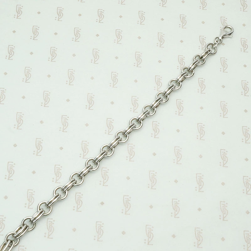 Double Oval Link Silver Chain Bracelet