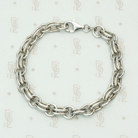 Double Oval Link Silver Chain Bracelet