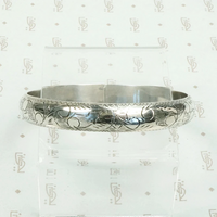 Pretty Engraved Sterling Silver Bangle Bracelet