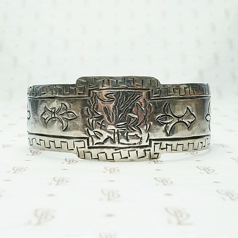 Hand Engraved Silver Cuff Bracelet